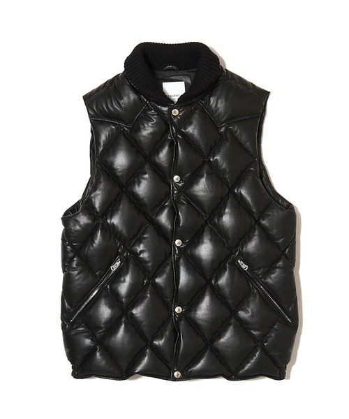 セール】DIAMOND QUILT LAMB LEATHER DOWN VEST（ダウンジャケット