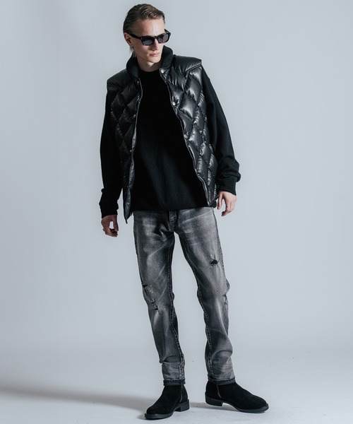 CRIMIE（クライミー）の「DIAMOND QUILT LAMB LEATHER DOWN VEST（ダウンジャケット/コート・メンズ・ブラック/ネイビー・S/M/L/XL/XXL）」の8枚目の写真