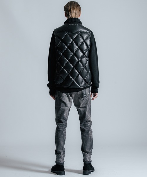 CRIMIE（クライミー）の「DIAMOND QUILT LAMB LEATHER DOWN VEST（ダウンジャケット/コート・メンズ・ブラック/ネイビー・S/M/L/XL/XXL）」の10枚目の写真