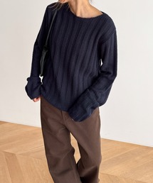 El mar　ハリヌキボートネックニット