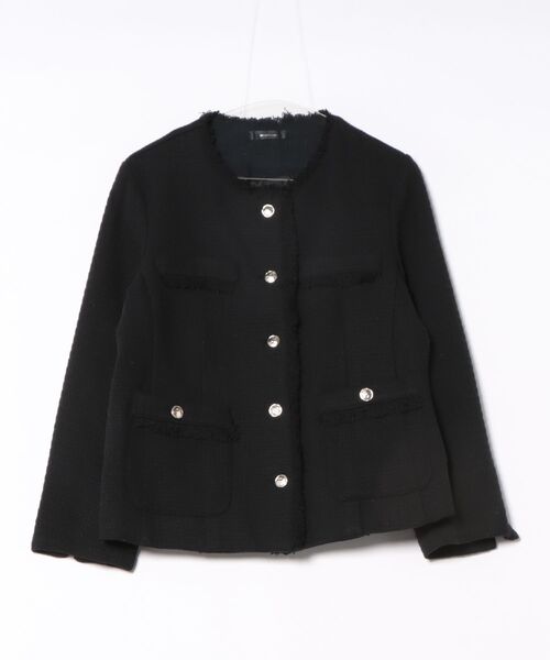 INTERPLANET（インタープラネット）の「ツイードゴールド釦デザインポケットノーカラージャケット（ノーカラージャケット・レディース・オフホワイト/ライトベージュ/ブラック・MEDIUM/LARGE）」の20枚目の写真