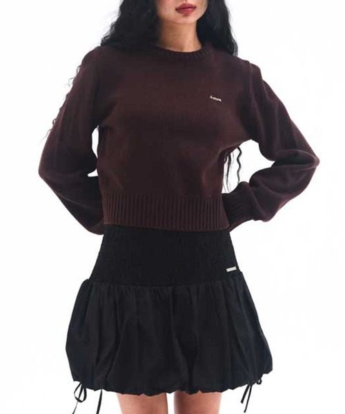 AMESWORLDWIDE(アメスワールドワイド)の「A'GEM/9 × .kom 『AMESWORLDWIDE/アメスワールドワイド』 BASIC SMALL LOGO KNIT/ベーシック スモールロゴ ニット(ニット/セーター・レディース・チャコールグレー/ブラウン/ピンク/レッド・M/S)」の3枚目の写真