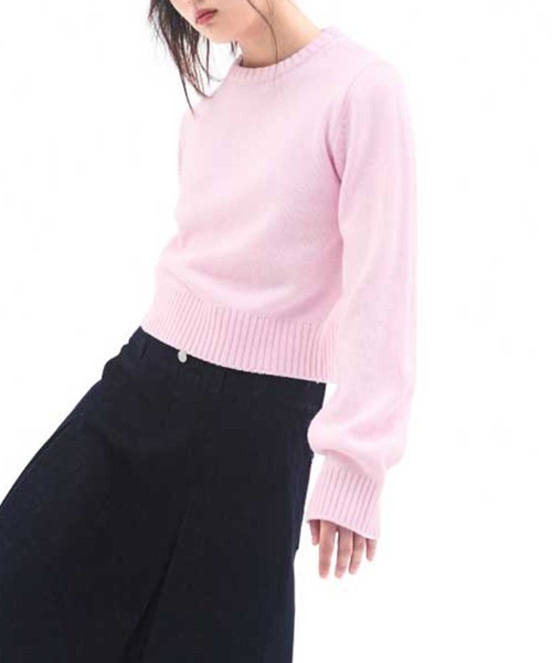 AMESWORLDWIDE(アメスワールドワイド)の「A'GEM/9 × .kom 『AMESWORLDWIDE/アメスワールドワイド』 BASIC SMALL LOGO KNIT/ベーシック スモールロゴ ニット(ニット/セーター・レディース・チャコールグレー/ブラウン/ピンク/レッド・M/S)」の4枚目の写真