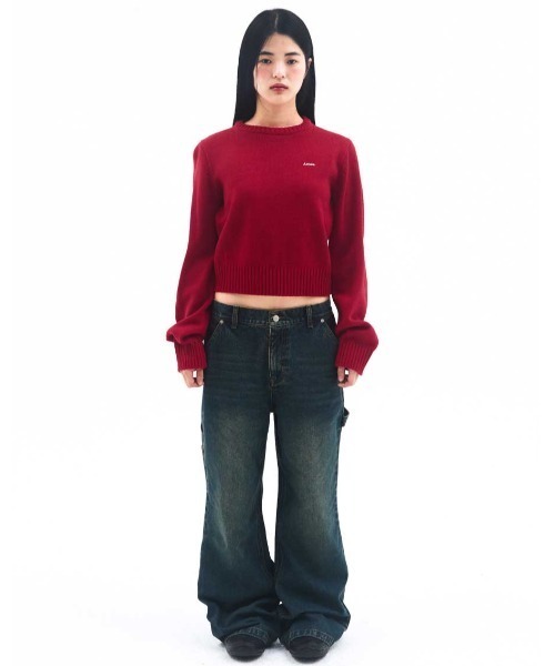 AMESWORLDWIDE(アメスワールドワイド)の「A'GEM/9 × .kom 『AMESWORLDWIDE/アメスワールドワイド』 BASIC SMALL LOGO KNIT/ベーシック スモールロゴ ニット(ニット/セーター・レディース・チャコールグレー/ブラウン/ピンク/レッド・M/S)」の5枚目の写真