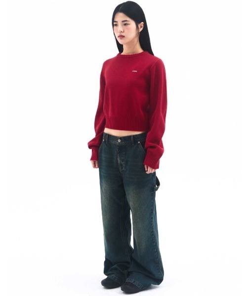 AMESWORLDWIDE(アメスワールドワイド)の「A'GEM/9 × .kom 『AMESWORLDWIDE/アメスワールドワイド』 BASIC SMALL LOGO KNIT/ベーシック スモールロゴ ニット(ニット/セーター・レディース・チャコールグレー/ブラウン/ピンク/レッド・M/S)」の6枚目の写真