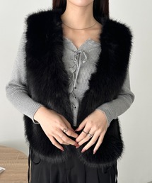 ブラックファーベスト ショート丈 ノーカラー ファーベスト ショート丈」に該当するファッション通販 - ZOZOTOWN