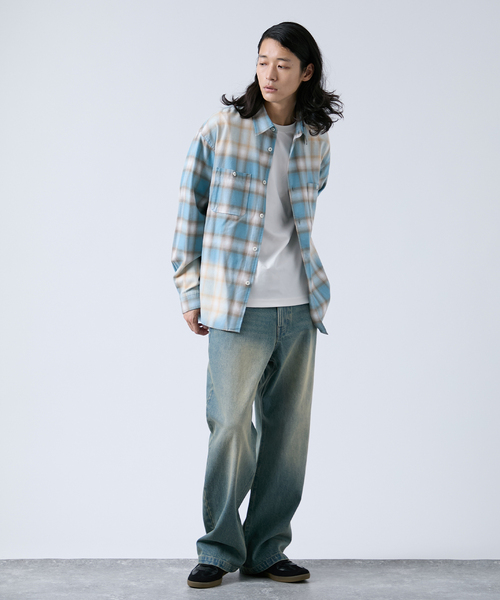 B.C STOCK（ベーセーストック）の「オンブレチェック ダメージシャツ（シャツ/ブラウス・メンズ・ブラック/ブラウン/ブルー系その他・MEDIUM/LARGE）」の12枚目の写真