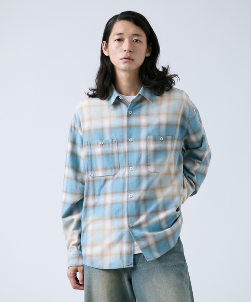 B.C STOCK（ベーセーストック）の「オンブレチェック ダメージシャツ（シャツ/ブラウス・メンズ・ブラック/ブラウン/ブルー系その他・MEDIUM/LARGE）」の13枚目の写真