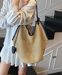 Doux Belle（ドゥーベル）の「2点セット！ポーチ付き巾着かごバッグ（かごバッグ）」