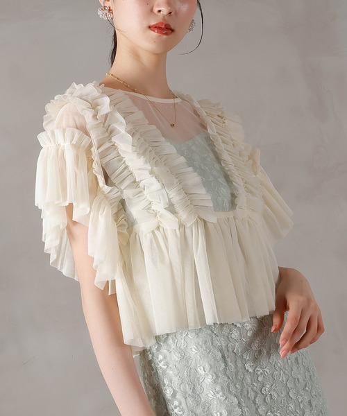 Kana(カナ)の「ラメ花柄刺繍レースチュール フリル ボレロ フレアワンピース ドレス パーティー 結婚式 お呼ばれ オケージョン(ドレス・レディース・ベージュ/ブルー系その他/ベージュ系1・M)」の22枚目の写真