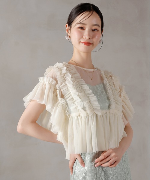 Kana(カナ)の「ラメ花柄刺繍レースチュール フリル ボレロ フレアワンピース ドレス パーティー 結婚式 お呼ばれ オケージョン(ドレス・レディース・ベージュ/ブルー系その他/ベージュ系1・M)」の21枚目の写真