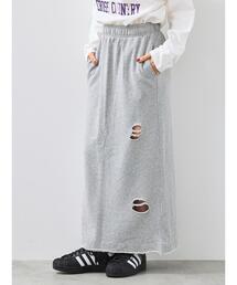 SM2 | 裏毛ダメージ加工ナロースカート(スカート)