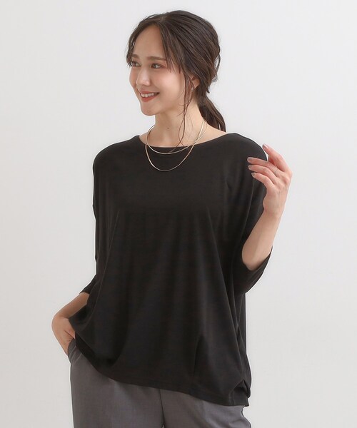 SHOO・LA・RUE（シューラルー）の「【7分袖】裾タックデザインカットソー（Tシャツ/カットソー・レディース・グリーン系/ブラック/ブラウン系・01/02/03/04）」の4枚目の写真