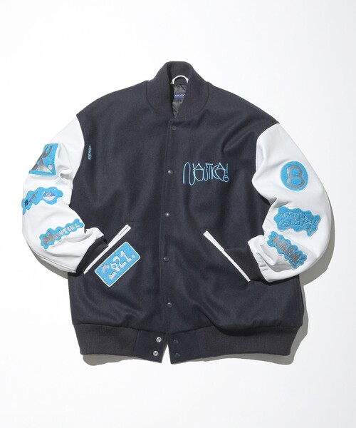 【新品 タグ付き】NAUTICA + STACKSスタジャン NAUTICA STACKSノーティカ Award Jacket スタジャンL