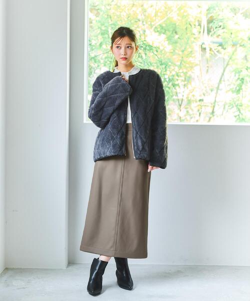 index(インデックス)の「リバーシブル キルティングファーブルゾン【洗濯機OK】(ブルゾン・レディース・アイボリー/ブラック・36/42/40/38)」の17枚目の写真