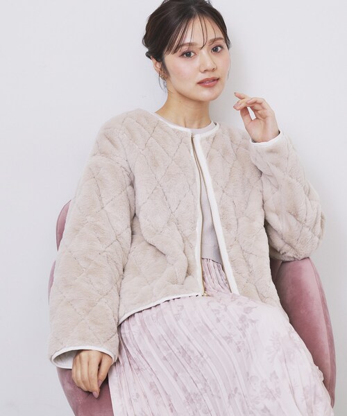 index(インデックス)の「リバーシブル キルティングファーブルゾン【洗濯機OK】(ブルゾン・レディース・アイボリー/ブラック・36/42/40/38)」の22枚目の写真