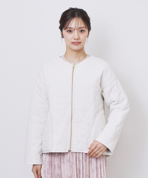 index(インデックス)の「リバーシブル キルティングファーブルゾン【洗濯機OK】(ブルゾン・レディース・アイボリー/ブラック・36/42/40/38)」の4枚目の写真