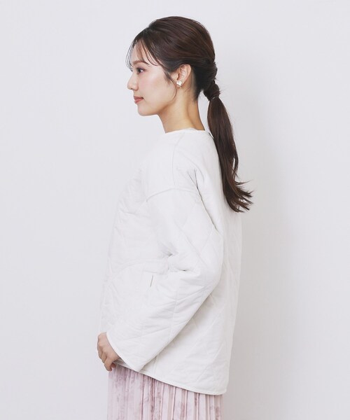 index(インデックス)の「リバーシブル キルティングファーブルゾン【洗濯機OK】(ブルゾン・レディース・アイボリー/ブラック・36/42/40/38)」の5枚目の写真