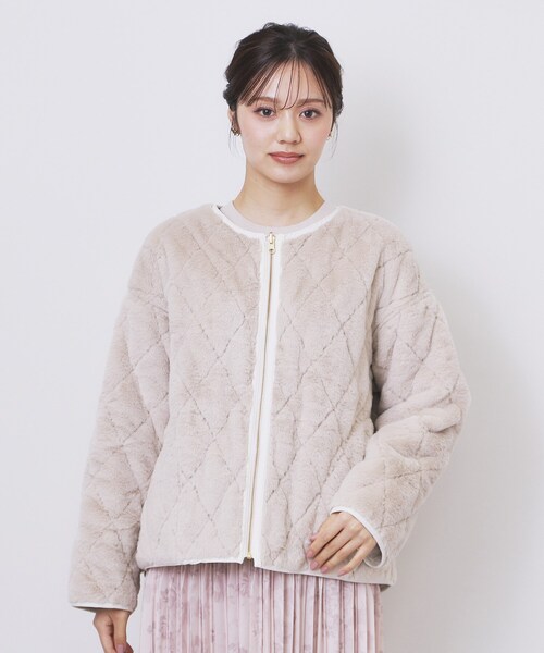 index(インデックス)の「リバーシブル キルティングファーブルゾン【洗濯機OK】(ブルゾン・レディース・アイボリー/ブラック・36/42/40/38)」の11枚目の写真