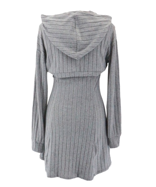 ALLuRing ChaRm（アリュリングチャーム）の「【2点セット】Ensemble Rib Knit Hoodie Dress / アンサンブルリブニットフーディワンピース（ワンピース・レディース・ブラック/グレー・FREE）」の11枚目の写真