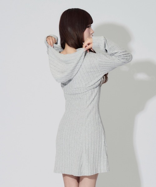 ALLuRing ChaRm（アリュリングチャーム）の「【2点セット】Ensemble Rib Knit Hoodie Dress / アンサンブルリブニットフーディワンピース（ワンピース・レディース・ブラック/グレー・FREE）」の14枚目の写真
