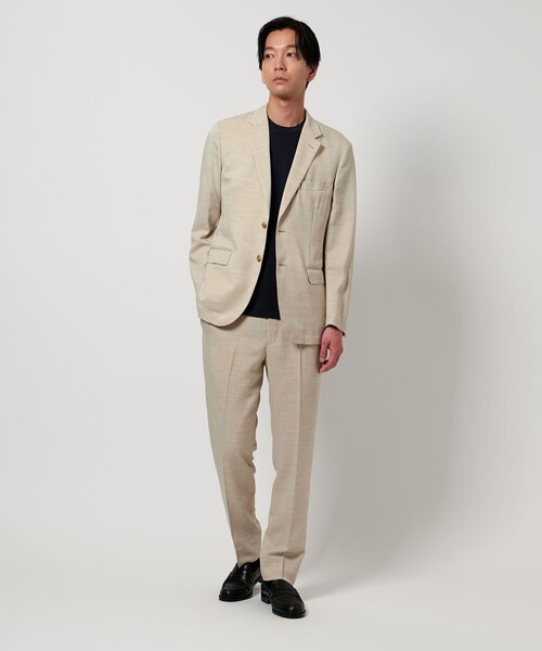 セール】リネンライク スラブツイル 2ボタンジャケット-セットアップ