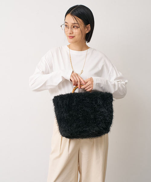 EARTH MADE(アースメイド)の「【WEB限定】【EARTH MADE】ファーバンブートートバッグ(トートバッグ・レディース・グレー/ブラック/ブラウン・フリー)」の12枚目の写真