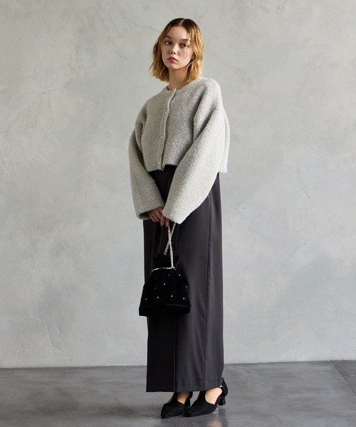 AIMER（エメ）の「【WEB限定】チュールスパンコールフリルスリーブブラウス×サテンキャミソールタイトワンピース 2点セットパーティードレス　結婚式　お呼ばれ　ドレス　20代 30代（ドレス・レディース・ブラック/キャメル/ダークグリーン・SMALL/MEDIUM）」の14枚目の写真