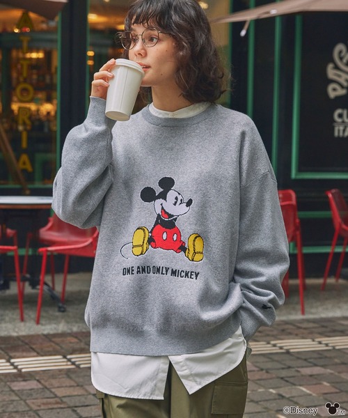 Disney（ディズニー）の「【Disney】別注 Mickey&Friends ミッキー＆フレンズ ヴィンテージライクグラフィックオーバーサイズニットプルオーバー（ニット/セーター・レディース・アイボリー/杢グレー/ネイビー系/ネイビー・FREE）」の19枚目の写真