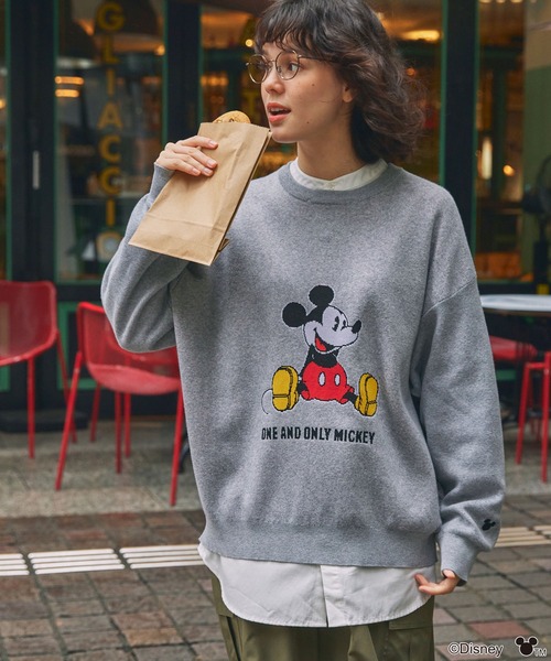 Disney（ディズニー）の「【Disney】別注 Mickey&Friends ミッキー＆フレンズ ヴィンテージライクグラフィックオーバーサイズニットプルオーバー（ニット/セーター・レディース・アイボリー/杢グレー/ネイビー系/ネイビー・FREE）」の20枚目の写真