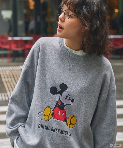 Disney（ディズニー）の「【Disney】別注 Mickey&Friends ミッキー＆フレンズ ヴィンテージライクグラフィックオーバーサイズニットプルオーバー（ニット/セーター・レディース・アイボリー/杢グレー/ネイビー系/ネイビー・FREE）」の21枚目の写真