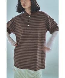marjour（マージュール）の「STRIPED CUTSEW POLO（ポロシャツ・レディース）」