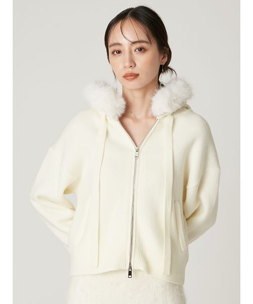 FRAY I.D（フレイアイディー）の「フードファージップニットパーカー（パーカー・レディース・モカ/グレー/オフホワイト・F）」の6枚目の写真