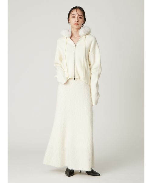 FRAY I.D（フレイアイディー）の「フードファージップニットパーカー（パーカー・レディース・モカ/グレー/オフホワイト・F）」の16枚目の写真