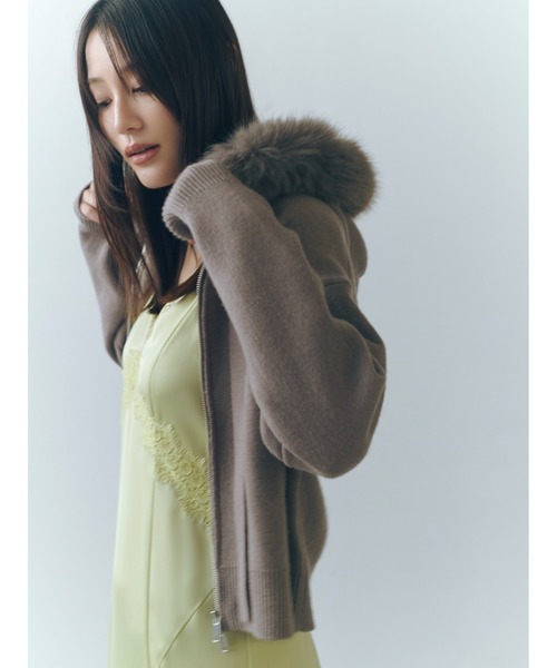 FRAY I.D（フレイアイディー）の「フードファージップニットパーカー（パーカー・レディース・モカ/グレー/オフホワイト・F）」の3枚目の写真