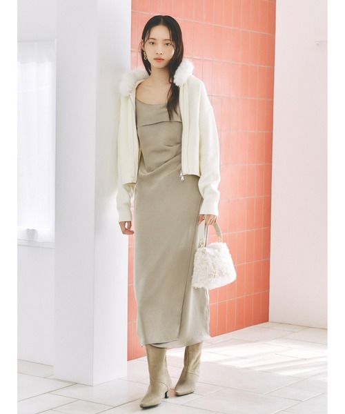 FRAY I.D（フレイアイディー）の「フードファージップニットパーカー（パーカー・レディース・モカ/グレー/オフホワイト・F）」の4枚目の写真