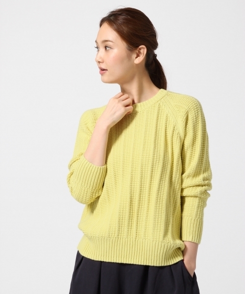 GLOBAL WORK（グローバルワーク）の「３ゲージリンクスストライプニット/705489（ニット/セーター・レディース・ホワイト/ネイビー/ライトイエロー/カーキ・MEDIUM/LARGE/SMALL）」の4枚目の写真