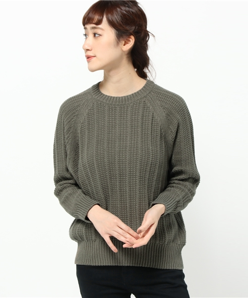 GLOBAL WORK（グローバルワーク）の「３ゲージリンクスストライプニット/705489（ニット/セーター・レディース・ホワイト/ネイビー/ライトイエロー/カーキ・MEDIUM/LARGE/SMALL）」の3枚目の写真