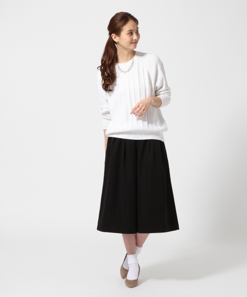 GLOBAL WORK（グローバルワーク）の「３ゲージリンクスストライプニット/705489（ニット/セーター・レディース・ホワイト/ネイビー/ライトイエロー/カーキ・MEDIUM/LARGE/SMALL）」の5枚目の写真