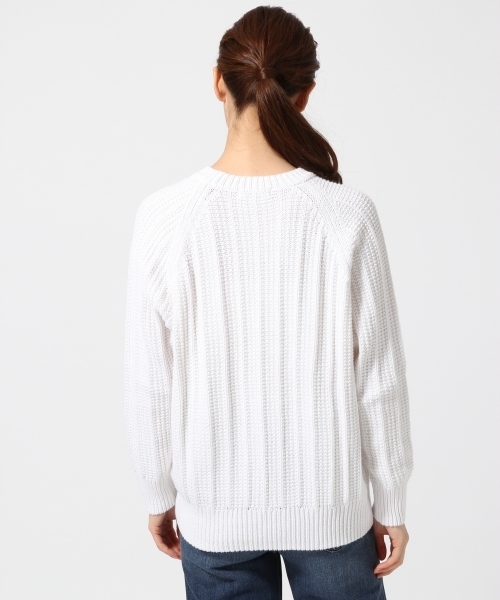 GLOBAL WORK（グローバルワーク）の「３ゲージリンクスストライプニット/705489（ニット/セーター・レディース・ホワイト/ネイビー/ライトイエロー/カーキ・MEDIUM/LARGE/SMALL）」の10枚目の写真