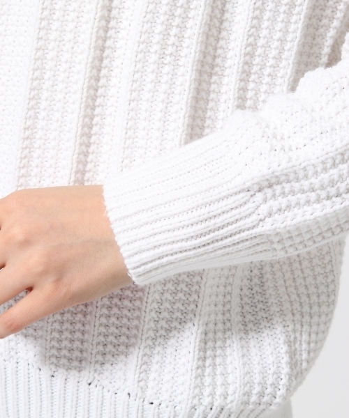 GLOBAL WORK（グローバルワーク）の「３ゲージリンクスストライプニット/705489（ニット/セーター・レディース・ホワイト/ネイビー/ライトイエロー/カーキ・MEDIUM/LARGE/SMALL）」の13枚目の写真
