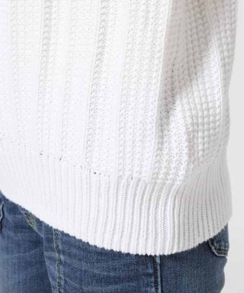 GLOBAL WORK（グローバルワーク）の「３ゲージリンクスストライプニット/705489（ニット/セーター・レディース・ホワイト/ネイビー/ライトイエロー/カーキ・MEDIUM/LARGE/SMALL）」の14枚目の写真