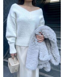 LAGUNAMOON | 【WEB限定】Vネックカラーショートニットプルオーバー(ニット/セーター)