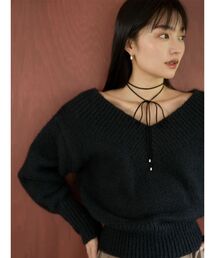 LAGUNAMOON | 【WEB限定】Vネックカラーショートニットプルオーバー(ニット/セーター)