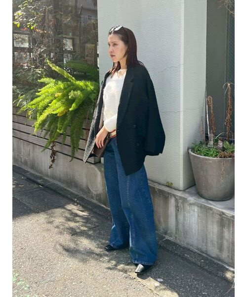 LAGUNAMOON（ラグナムーン）の「【WEB限定】Vネックカラーショートニットプルオーバー（ニット/セーター・レディース・グレー/ブルー/ブラック/ピンク/ホワイト・FREE）」の7枚目の写真