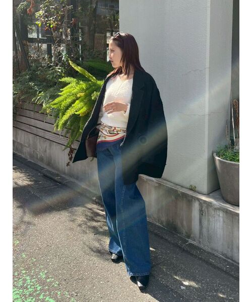 LAGUNAMOON（ラグナムーン）の「【WEB限定】Vネックカラーショートニットプルオーバー（ニット/セーター・レディース・グレー/ブルー/ブラック/ピンク/ホワイト・FREE）」の6枚目の写真