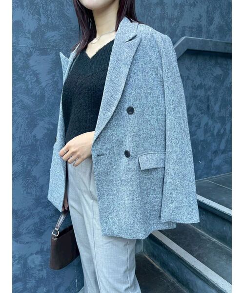 LAGUNAMOON（ラグナムーン）の「【WEB限定】Vネックカラーショートニットプルオーバー（ニット/セーター・レディース・グレー/ブルー/ブラック/ピンク/ホワイト・FREE）」の16枚目の写真