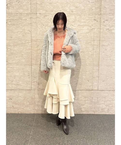 LAGUNAMOON（ラグナムーン）の「【WEB限定】Vネックカラーショートニットプルオーバー（ニット/セーター・レディース・グレー/ブルー/ブラック/ピンク/ホワイト・FREE）」の18枚目の写真