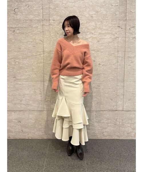 LAGUNAMOON（ラグナムーン）の「【WEB限定】Vネックカラーショートニットプルオーバー（ニット/セーター・レディース・グレー/ブルー/ブラック/ピンク/ホワイト・FREE）」の19枚目の写真