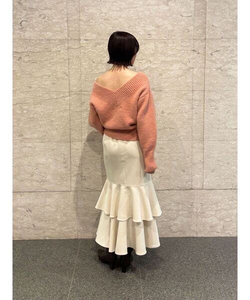 LAGUNAMOON（ラグナムーン）の「【WEB限定】Vネックカラーショートニットプルオーバー（ニット/セーター・レディース・グレー/ブルー/ブラック/ピンク/ホワイト・FREE）」の20枚目の写真